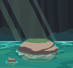 night light ocean and rock