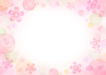 手描き　水彩 桜のシンプルフレームデザイン