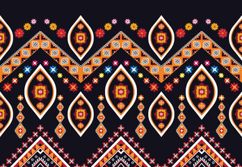 Geometric ethnic flower pattern for background,fabric,wrapping,clothing,wallpaper,Batik,carpet,embroidery style.	