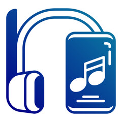 headset and smartphone with music note wallpaper