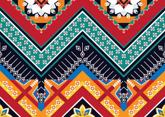 Geometric ethnic flower pattern for background,fabric,wrapping,clothing,wallpaper,Batik,carpet,embroidery style.	