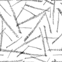 Seamless pattern with black pencil brushstrokes