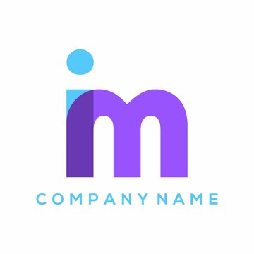 im i m blue purple modern creative gradient alphabet company logo design vector icon template