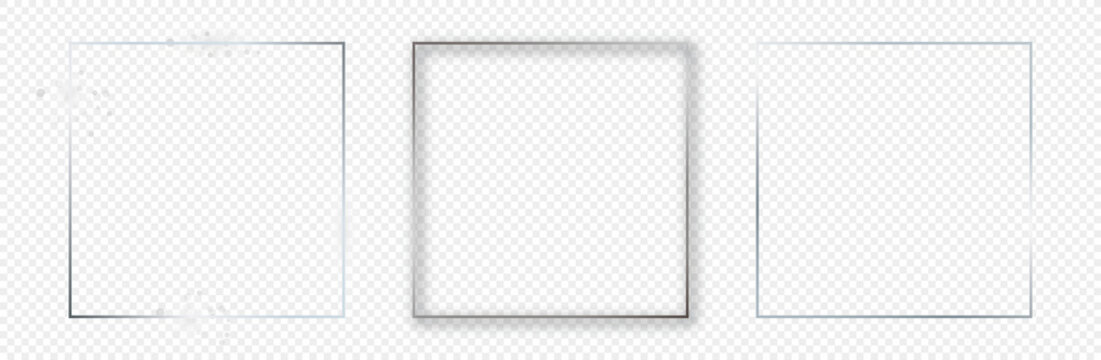 Silver glowing square frame