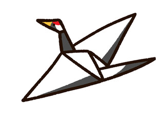 Fototapeta premium かわいい折り鶴 タンチョウ