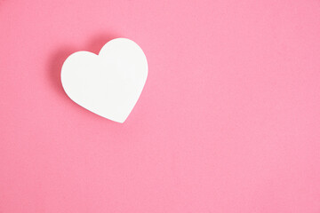 White heart pink background.Festive background for Valentines Day.