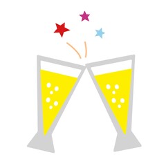 グラスのビールで乾杯