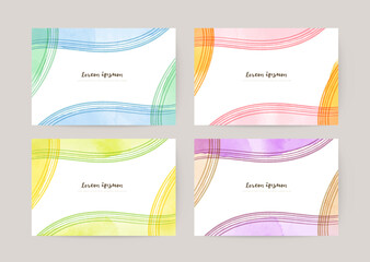 watercolor abstract background set: card for greetings, invitation, wedding