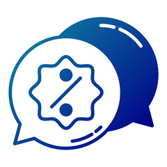 percent discount and chat bubble