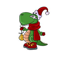 Cute and funny dinosaur dragon,vector children's design on a white isolated background for postcard banners and stickers