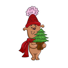 
Vector children's design on a white isolated background for banners postcards and stickers New Year's holiday