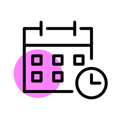 Calendar time and date icon. Pixel perfect, editable stroke, line art