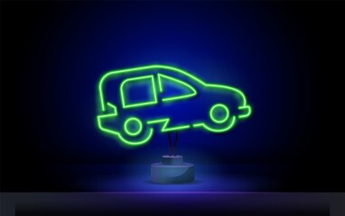 Car renting neon sign. Vector illustration can be used for topics like car service, rent, business