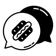 hot dog and chat bubble