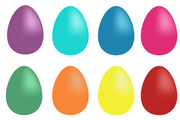 set of colorful eggs