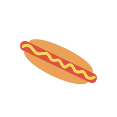Flat style of hotdog on white background.
