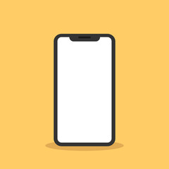 Smartphone flat design on yellow background.