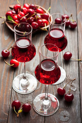 Cherry  liqueur in small glasses