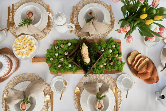 Detail of easter table ready for dinner