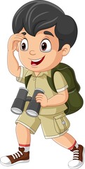 Cartoon boy scout with binoculars - 491569000