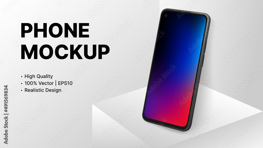 Aufkleber simple smartphone mockup in rotated position. realistic 3d device template. vector illustration