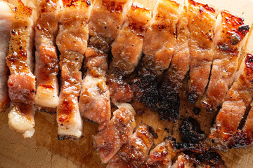 cooked pork cut into pieces