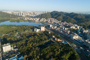 Fototapeta premium Aerial view of urban village landscape in Shenzhen city,China