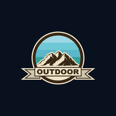 Illustration of mountain, outdoor adventure. Vector graphics 