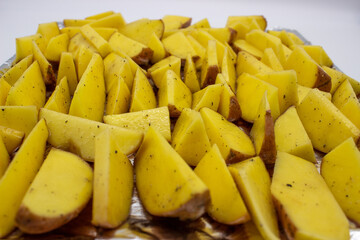 Baked potatoes with large pieces