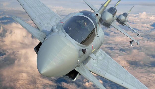 Eurofighter Typhoon formation in flight