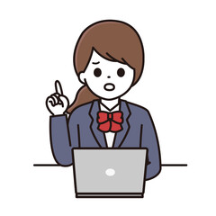 学生 女性 パソコン ポイント 困惑 イラスト