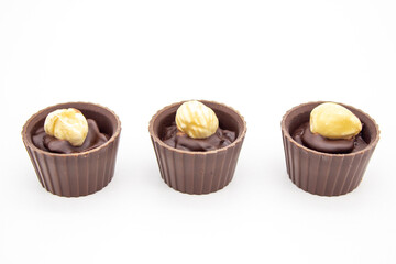 Few chocolates candy with filling