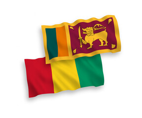 Fototapeta premium Flags of Sri Lanka and Guinea on a white background