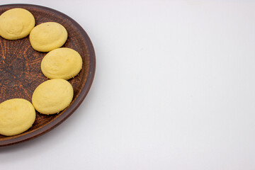 Few pieces of lemon cookies with cream filling