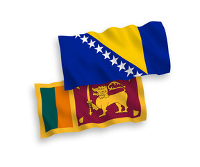 Flags of Sri Lanka and Bosnia and Herzegovina on a white background