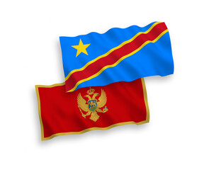 Flags of Montenegro and Democratic Republic of the Congo on a white background