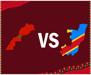 Obraz premium Morocco And Democratic Republic of Congo Flags Map African football Vector Design African Countries Football Teams Illustration