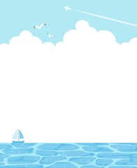 シンプルな手描きの海の風景イラスト