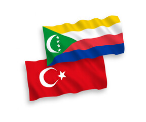 Flags of Turkey and Union of the Comoros on a white background