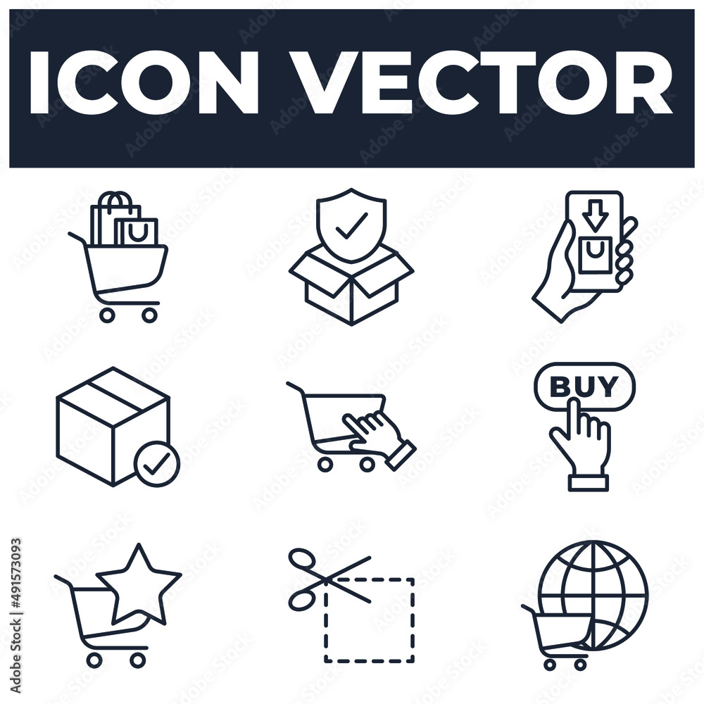 Poster set of online shopping elements symbol template for graphic and web design collection logo vector il