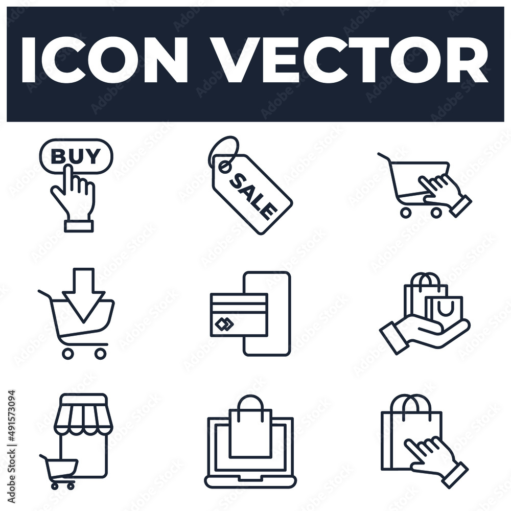 Poster set of online shopping elements symbol template for graphic and web design collection logo vector il