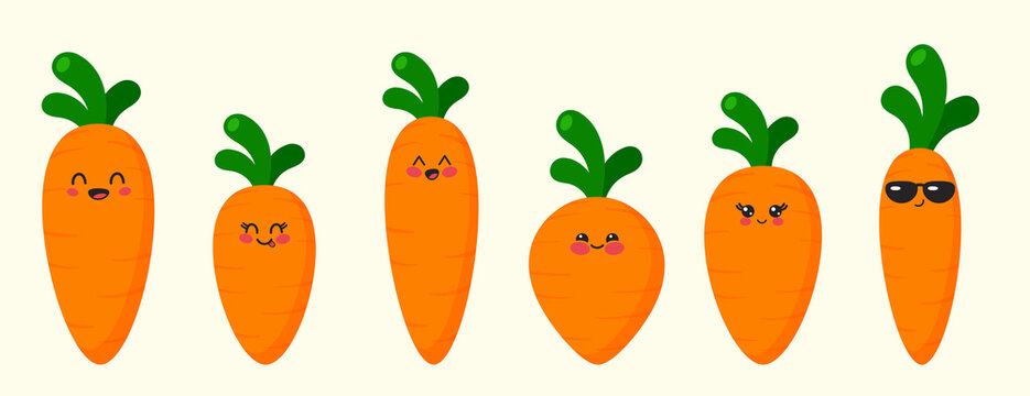 Set of Cute Carrots Characters.