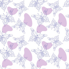 Butterfly pattern Very Peri contour and pink spot. Vector illustration