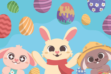 Obraz premium easter bunnies with eggs