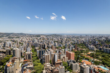 Naklejka na ściany i meble Aerial view of Porto Alegre, RS, Brazil. Aerial photo of the biggest city in the South of Brazil.