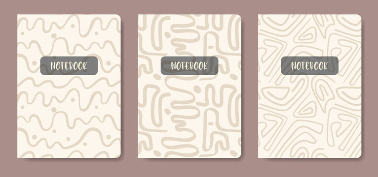 Set of universal abstract templates. Applicable for notebook covers, planners, brochures, books, catalogs etc.