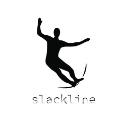 the slackline logo. silhouette of a man on a sling