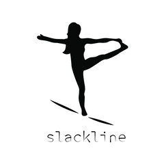 the slackline logo. silhouette of a man on a sling