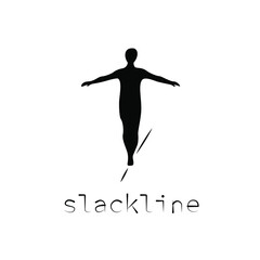 the slackline logo. silhouette of a man on a sling
