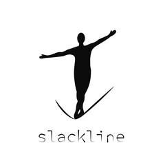 the slackline logo. silhouette of a man on a sling